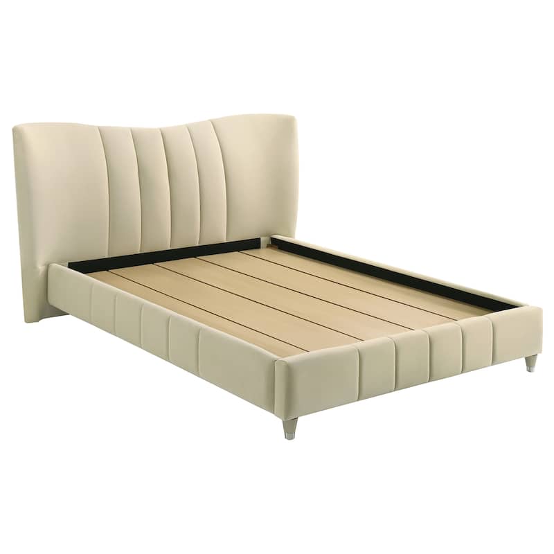 Evelyn Upholstered Panel Platform Bed Ivory - Queen