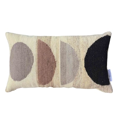 Chelet Handwoven and Hand Tufted Multi Colored Wool 14x24 Kidney Thow Pillow