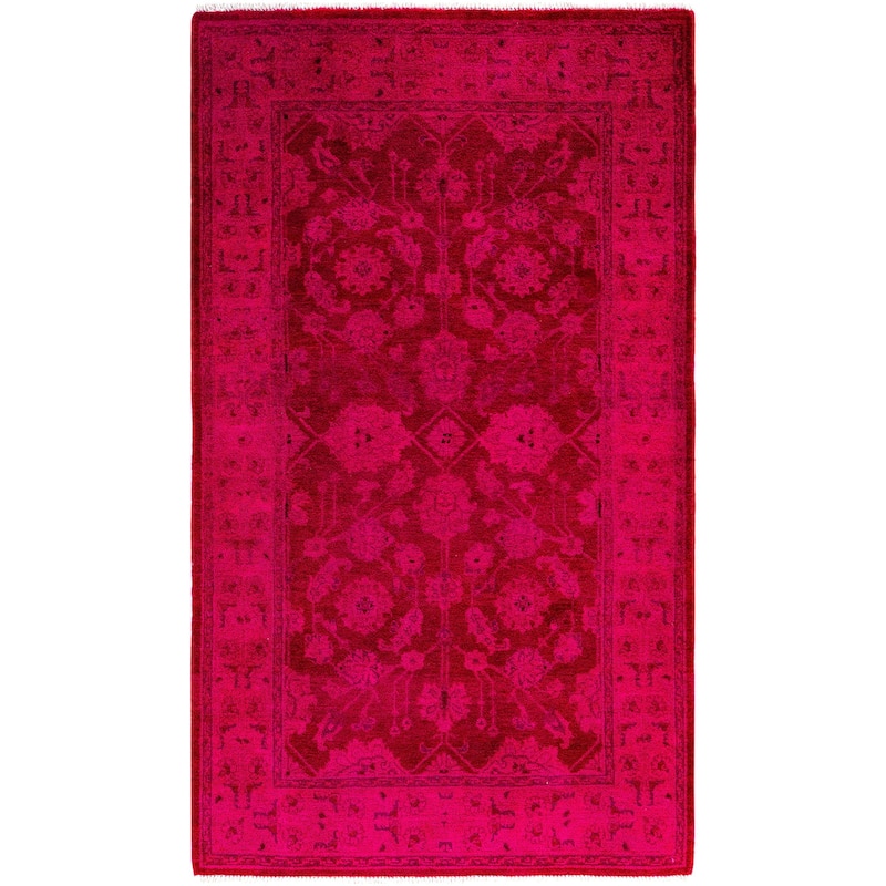 Overdyed One-of-a-Kind Hand-Knotted Area Rug - Red - 3' 0" x 5' 2"