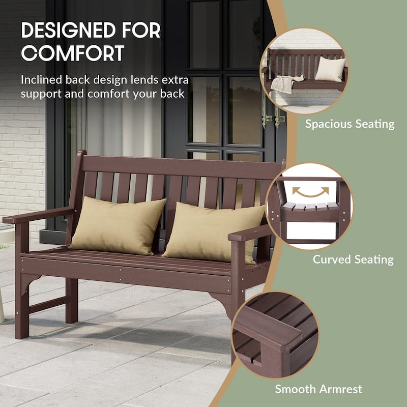 Polytrends Laguna 3-Piece Outdoor Patio Bench Set With Coffee Table