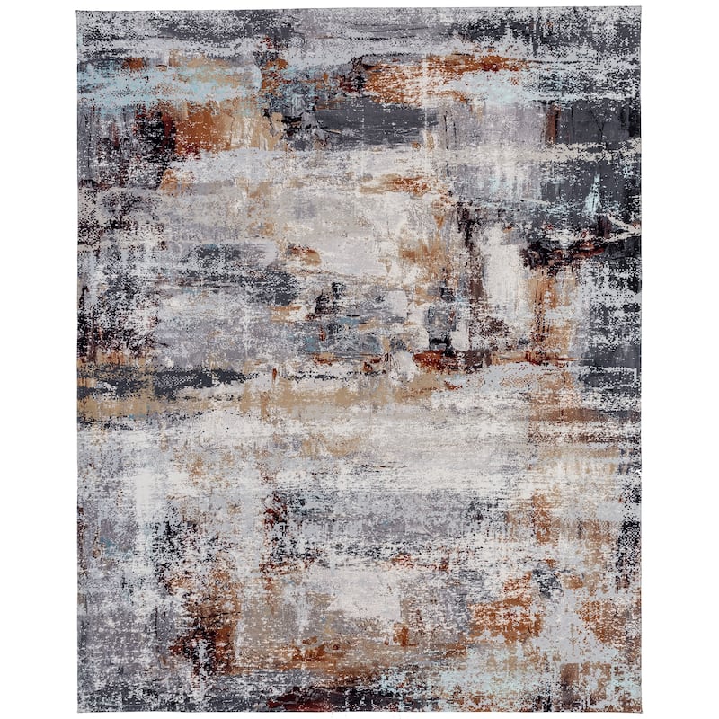Abstract Grey/Gold Area Rug