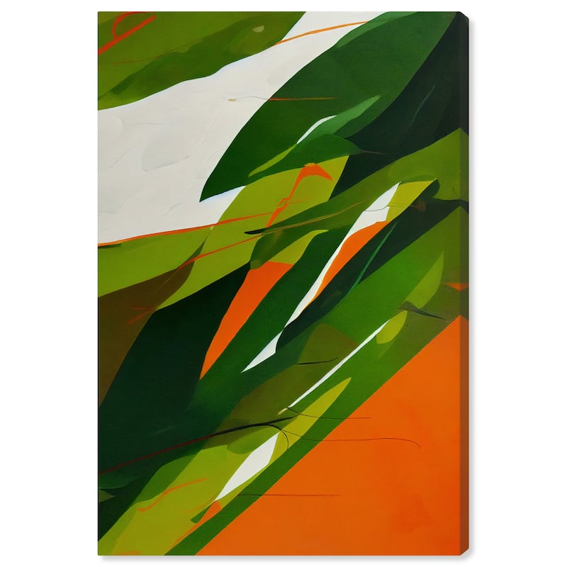 Wynwood Studio Canvas Floral and Botanical Tropical Abstraction Green and Pumpkin Tropical Wall Art Canvas Print - Green, Orange