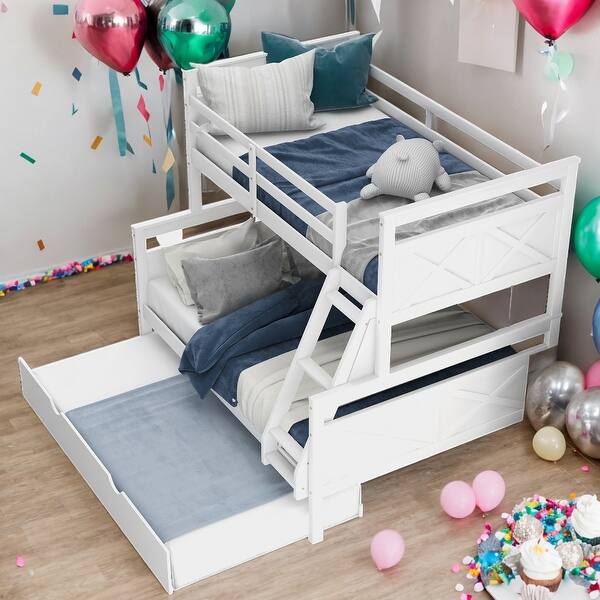 slide 2 of 22, Twin Over Full Bunk Bed With Ladder,Twin Size Trundle Grey