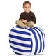 preview thumbnail 1 of 6, Creative QT Stuff 'n Sit XL 38'' Bean Bag Storage for Stuffed Toys, Blue/White Stripe