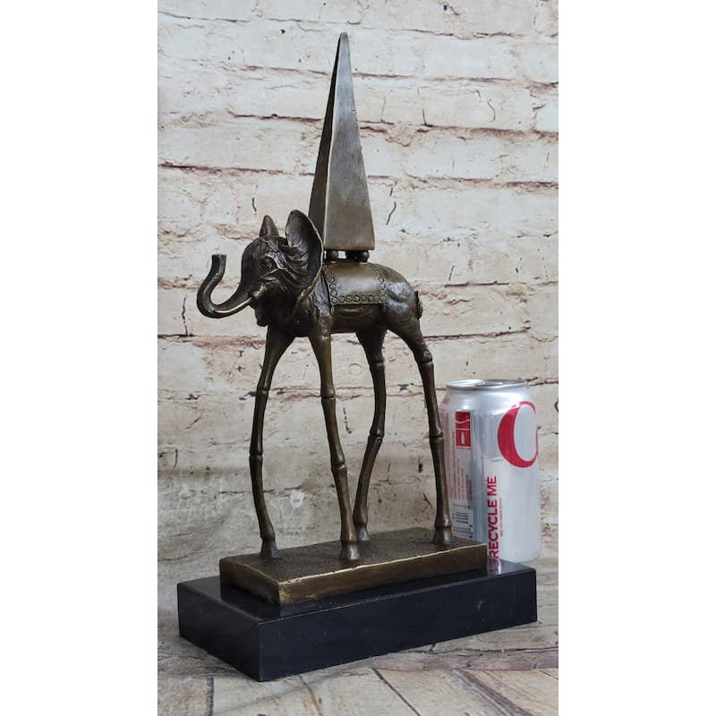 Salvador Dali Space Elephant Bronze Statue Sculpture Figure Surreal Art On Marble Base