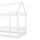 preview thumbnail 13 of 11, White Twin Size Pine Wood Floor Wooden Bed with House Roof Frame and Safety Guardrails