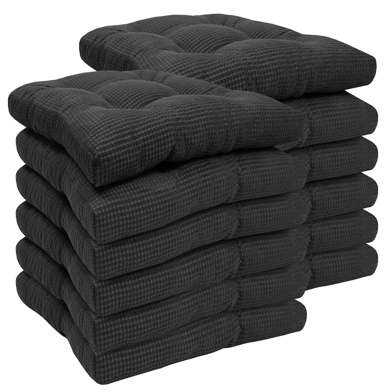 Sweet Home Collection Fluffy Memory Foam Tufted Chair Cushion Non Slip Microdot Rubber Back