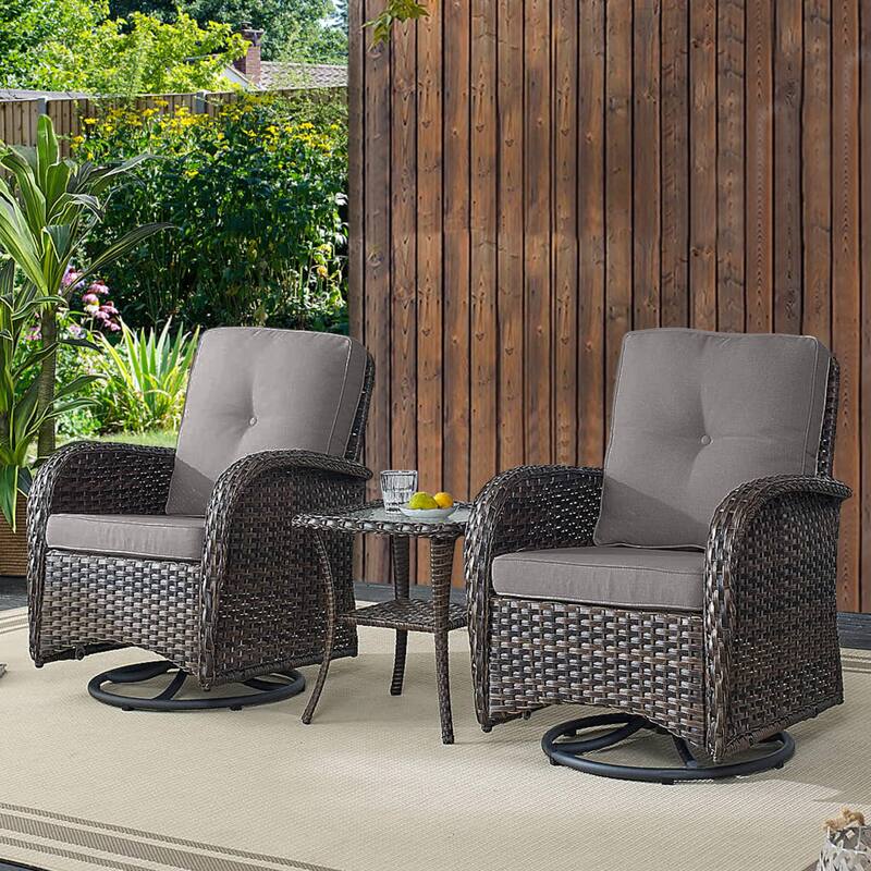 Patio Wicker Chairs Swivel Rocker, Swivel Rocking Chairs Set of 2 with