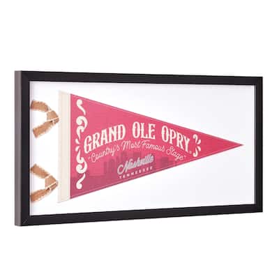 American Art Decor Grand Ole Opry Printed Linen Pennant in Shadowbox Frame - 20" x 10"