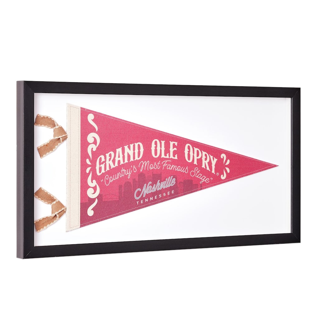 American Art Decor Grand Ole Opry Printed Linen Pennant in Shadowbox Frame - 20" x 10"