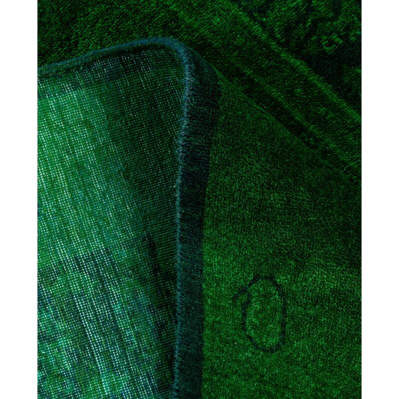 Overdyed One-of-a-Kind Hand-Knotted Area Rug - Green - 4' 1" x 12' 1"