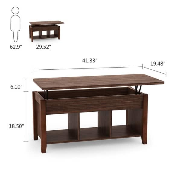 Brown/ Walnut Industrail Wood Rectangle Lift Top Coffee Table with ...