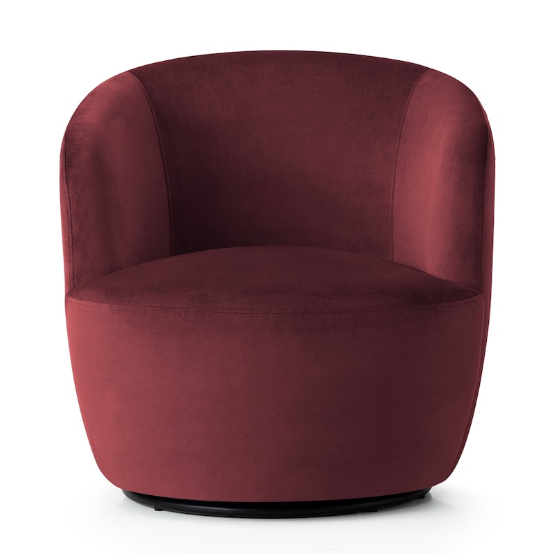 26.5" Wide Velvet Small Swivel Barrel Accent Chair