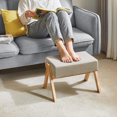 Small Footstool Ottoman Beige