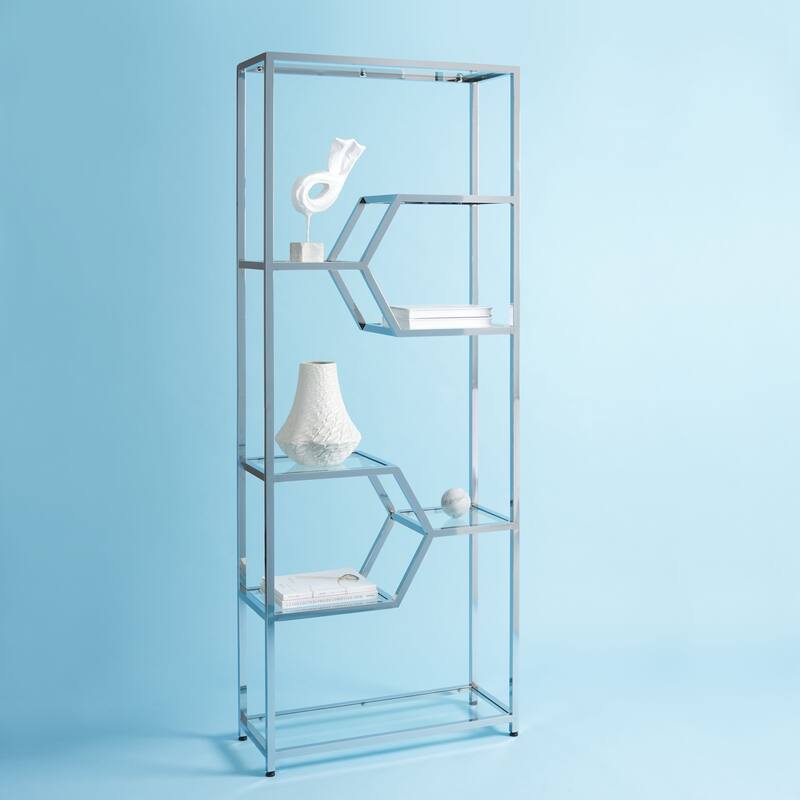 SAFAVIEH Couture Benoit Chrome Bookcase - 35"W x 14"D x 91"H
