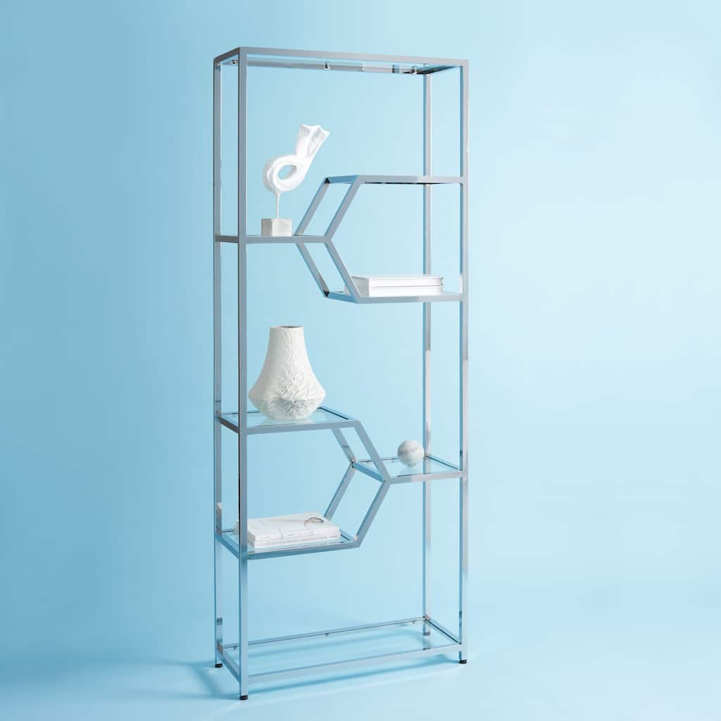 SAFAVIEH Couture Benoit Chrome Bookcase - 35"W x 14"D x 91"H