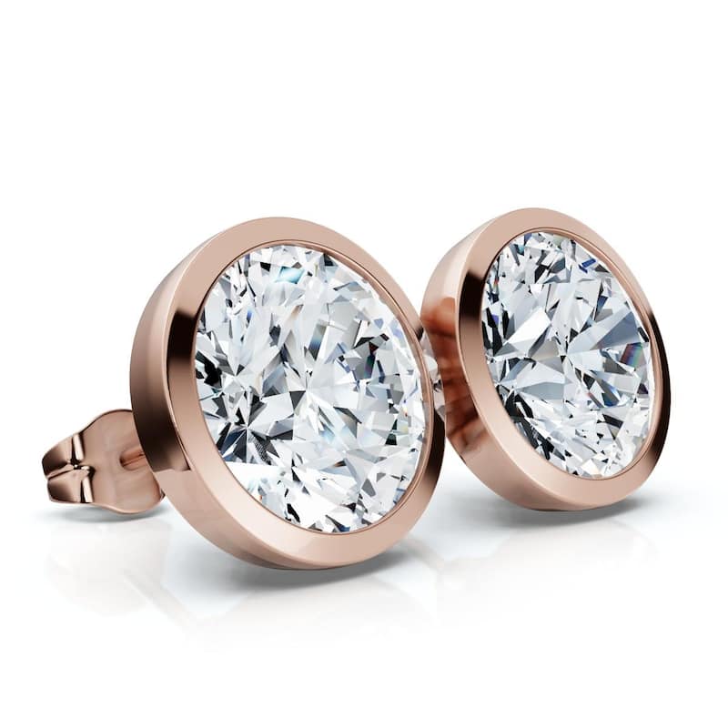 Bliss Diamond Certified 6Ct TW Martini Bezel Diamond Studs Gold Lab Grown - Rose