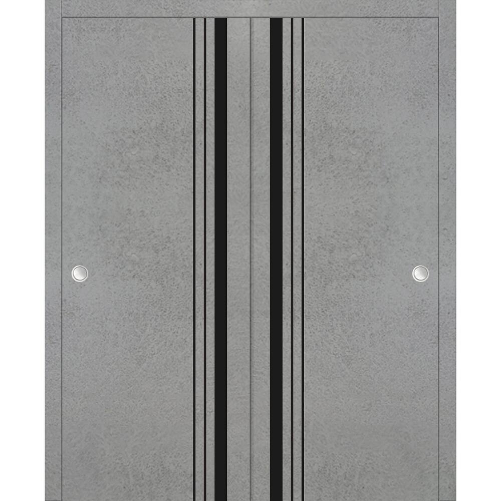 Bypass Doors 36 x 80 Planum 0011 Concrete with Sturdy Rails