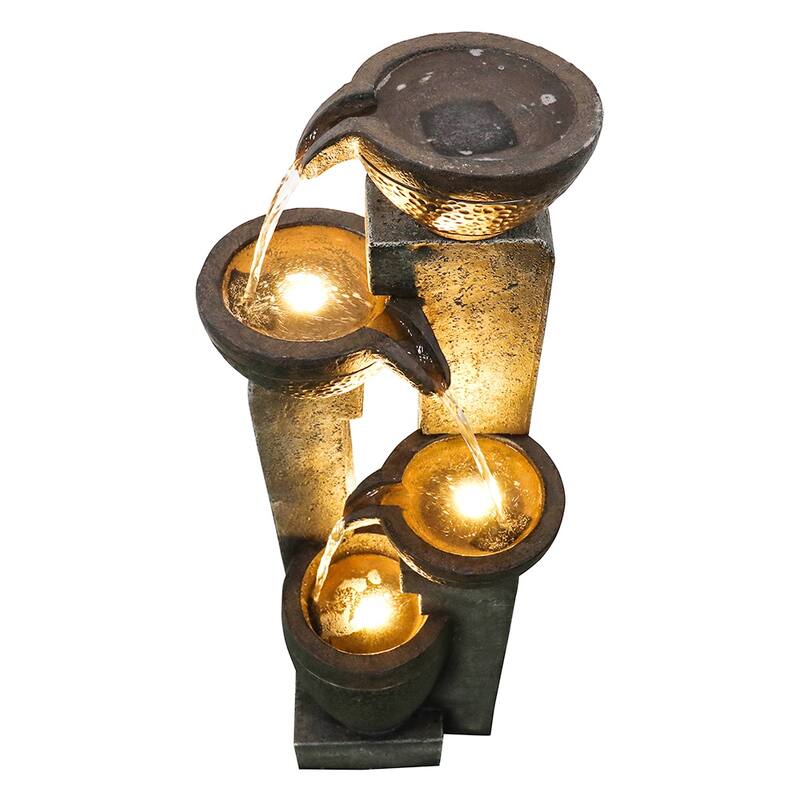 40-inch Indoor/Outdoor Water Fountain w/Lights Waterfall Features