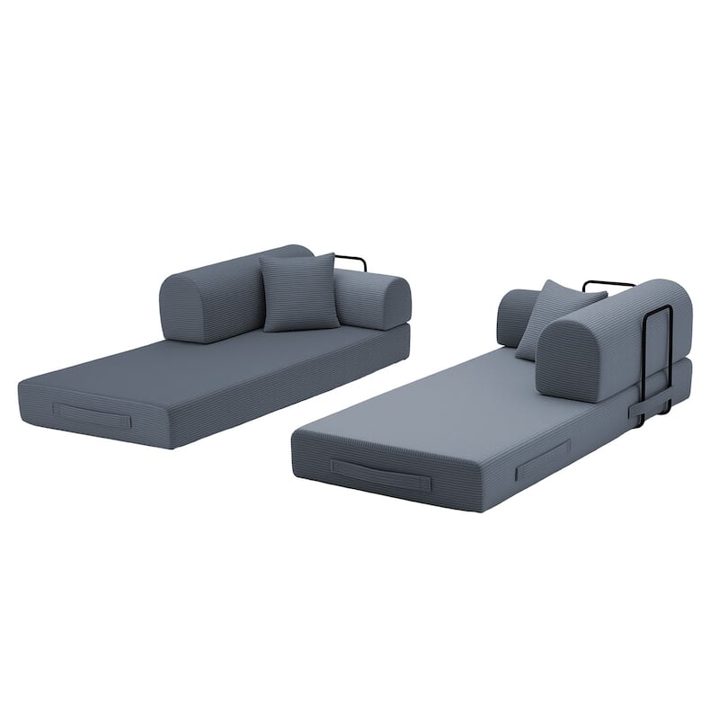 Convertible Sofa Bed Multifunctional Folding Sofa Couch Living Room Dark Gray 3-Seater Sofa Couch Settee