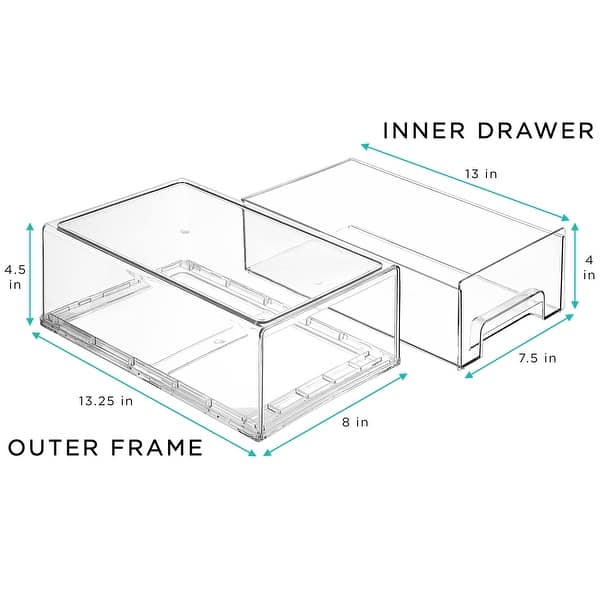 Stackable Dimension Sorbus Medium Clear Stackable Storage Drawers with Handles 2 Pack - Bed ...