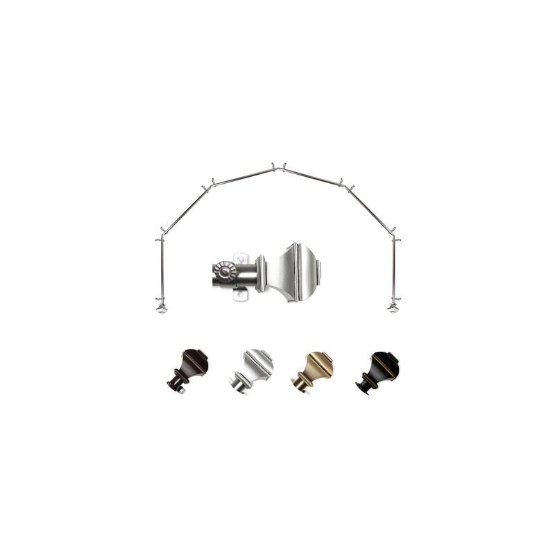 Bay Window Curtain Rod 13/16 Inch - 6-Sided Corner Rods, Satin Nickel Finish - M