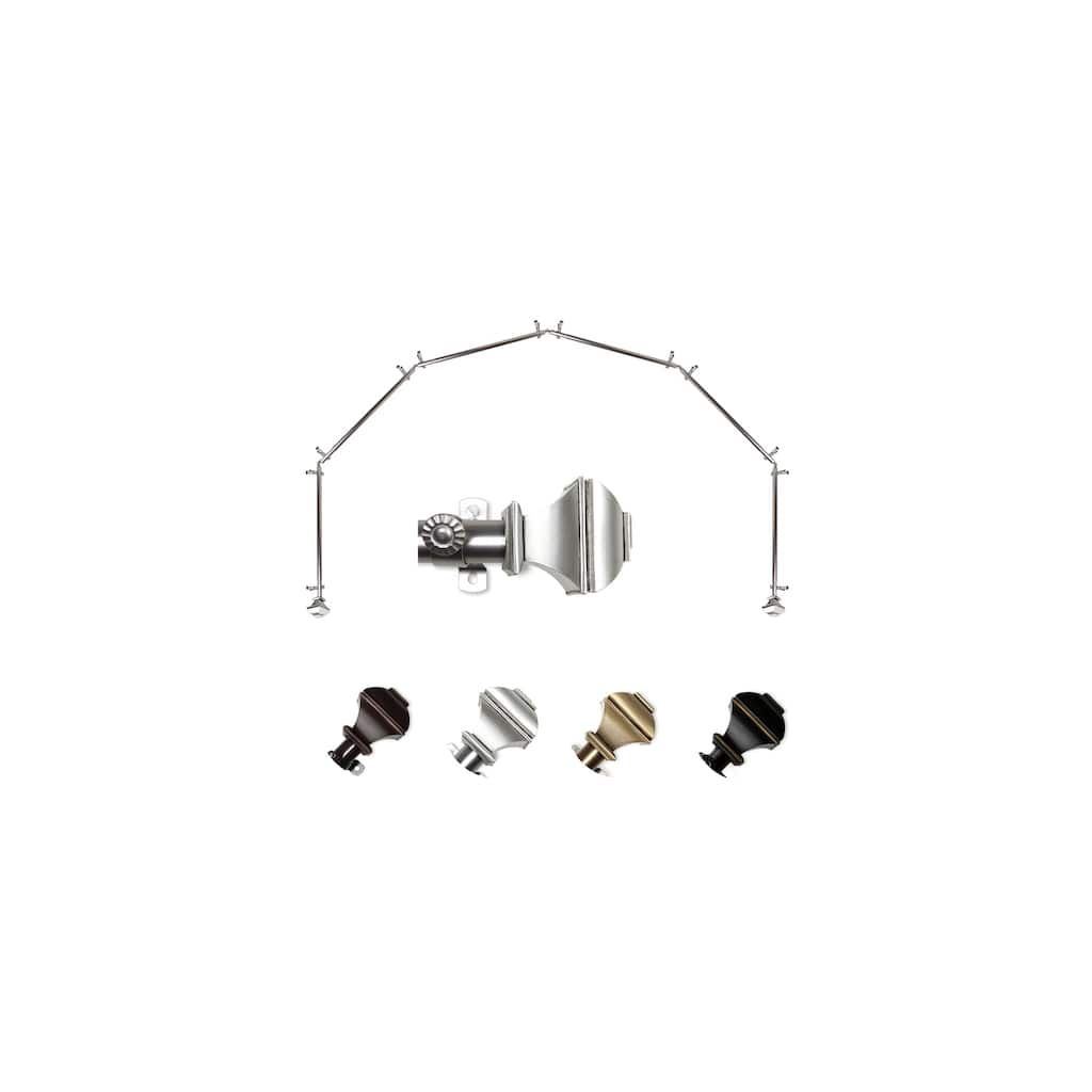 Bay Window Curtain Rod 13/16 Inch - 6-Sided Corner Rods, Satin Nickel Finish - M