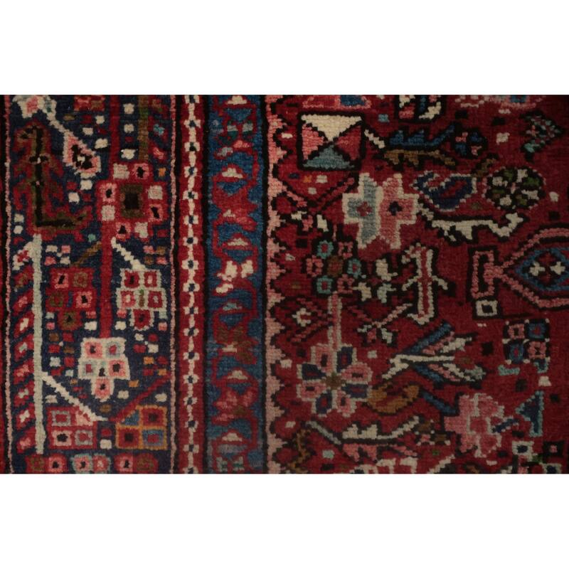 Hand Knotted Oriental 100% Wool Carpet Traditional Tribal Red Gharajeh Area Rug - 12' 7'' X 4' 11''
