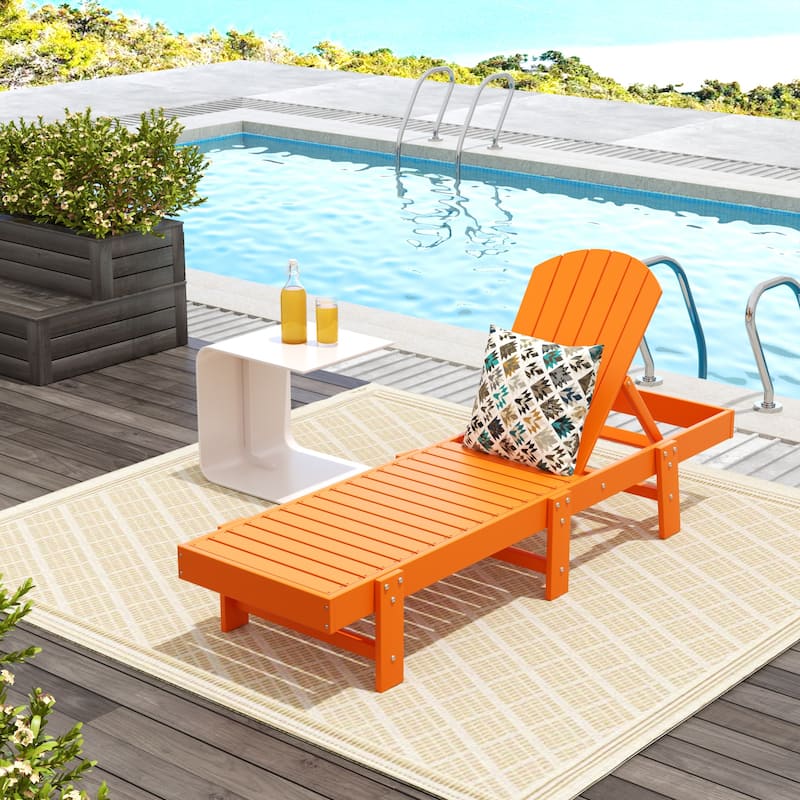 Polytrends Altura Armless Poly Eco-Friendly All Weather Reclining Chaise Lounge - Orange