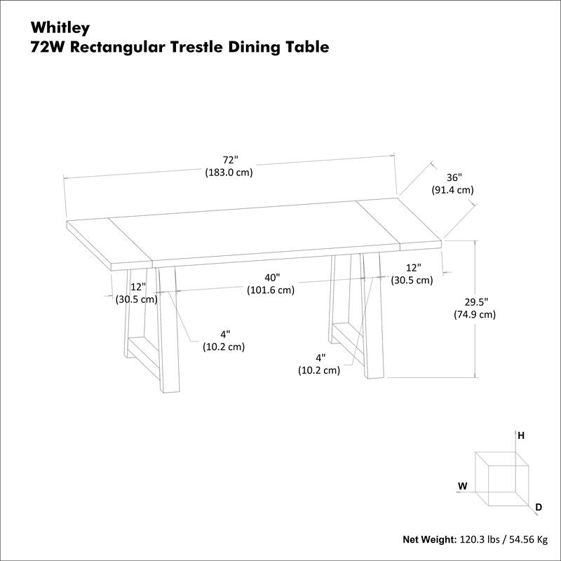 WyndenHall Aeris 72 inch Wide Solid Mango Farmhouse Dining Table - 36"D x 72"W x 29.5"H