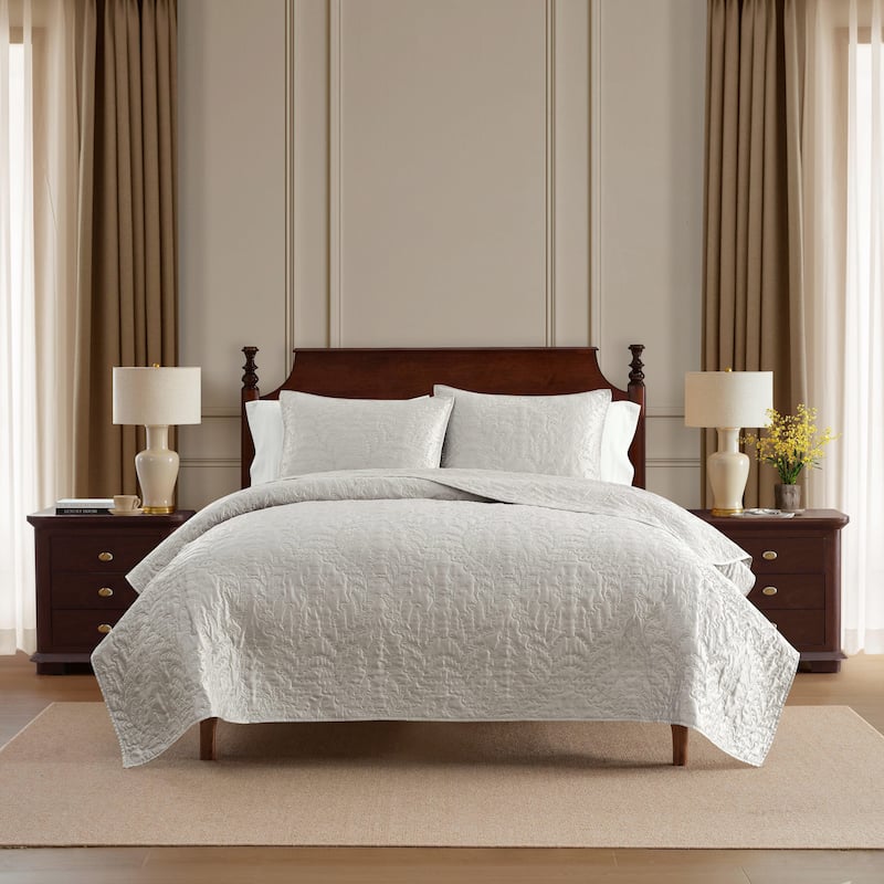 Martha Stewart Fern Embroidery Reversible Quilt Set