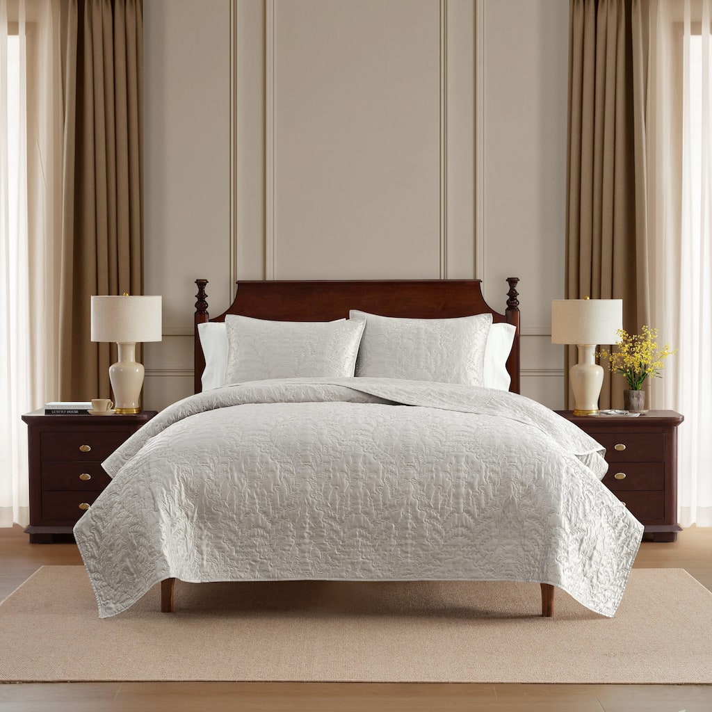 Martha Stewart Fern Embroidery Reversible Quilt Set