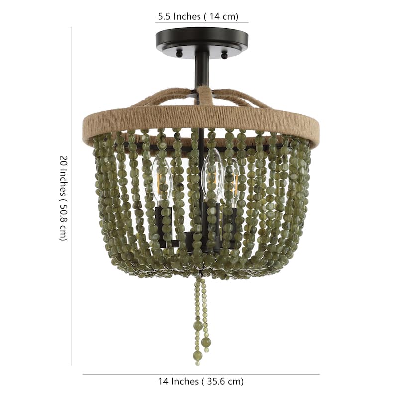 SAFAVIEH Lighting Guliz Flush Mount - Black - 14" x 14" x 20" - 14" x 14" x 20" - Green/Black - 14Wx14Dx20H