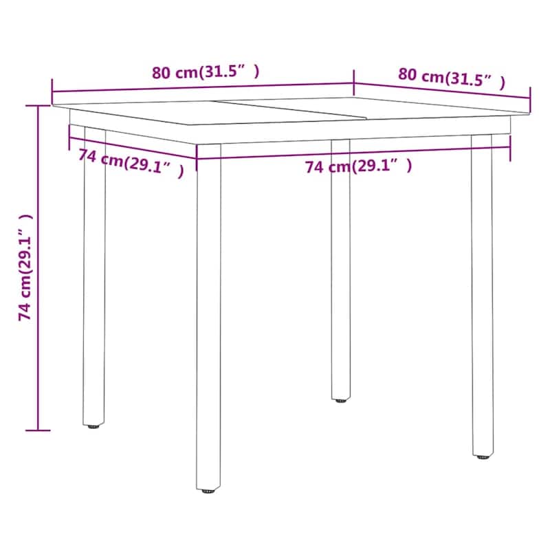 vidaXL Patio Dining Set 3/5/7 Piece Multi Colors 31.5"/55.1" Table Length