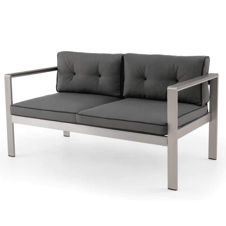 Contemporary 2-Person Sofa Chair with WPC Armrests for Balcony Backyard Porch - 54" x 28" x 24.5"