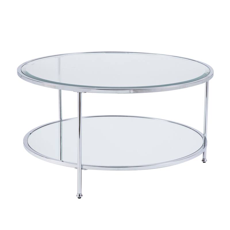 SEI Furniture Rainier Round Metal and Glass Coffee Coffee Table