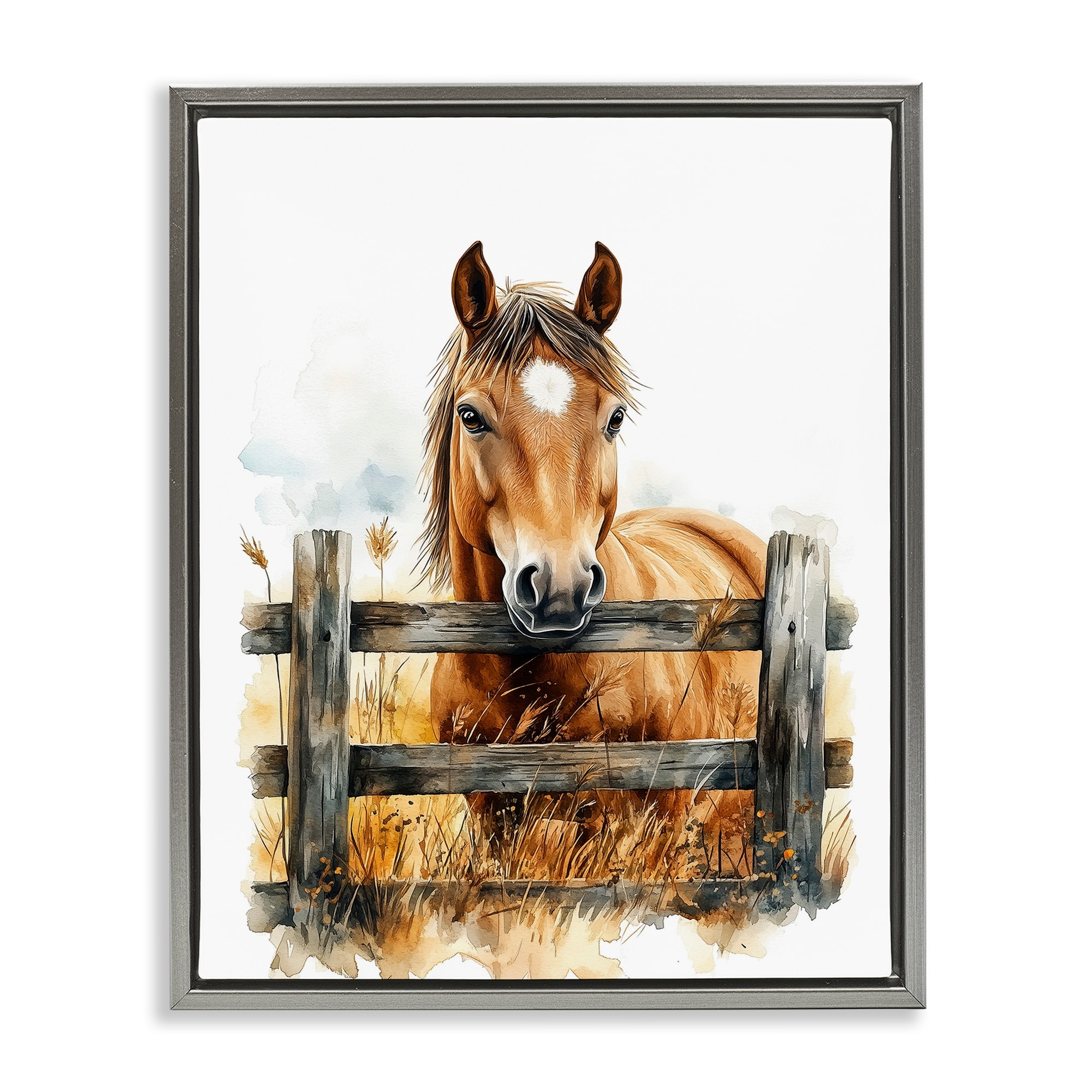 Stupell Cowboy's Horse & Fence Framed Floater Canvas Wall Art Design By Christine Simpson Art