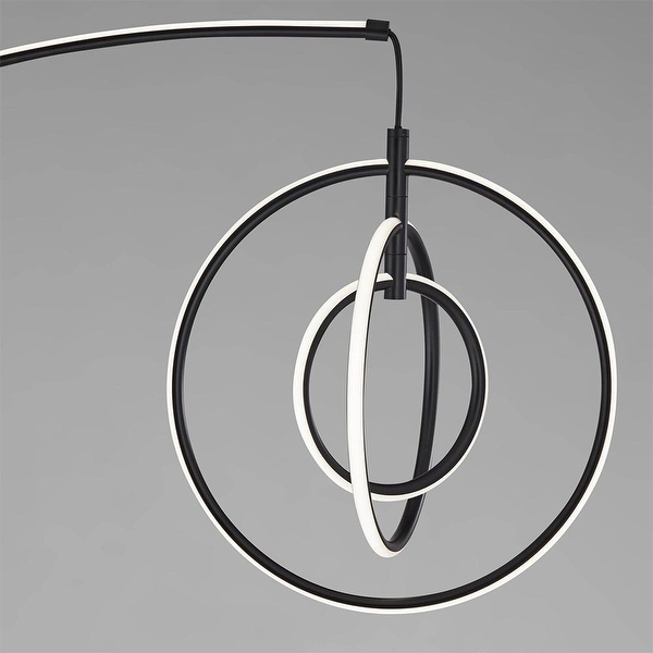 Black 79 High 3 Ring LED Modern Arc Floor Lamp 51 x 79