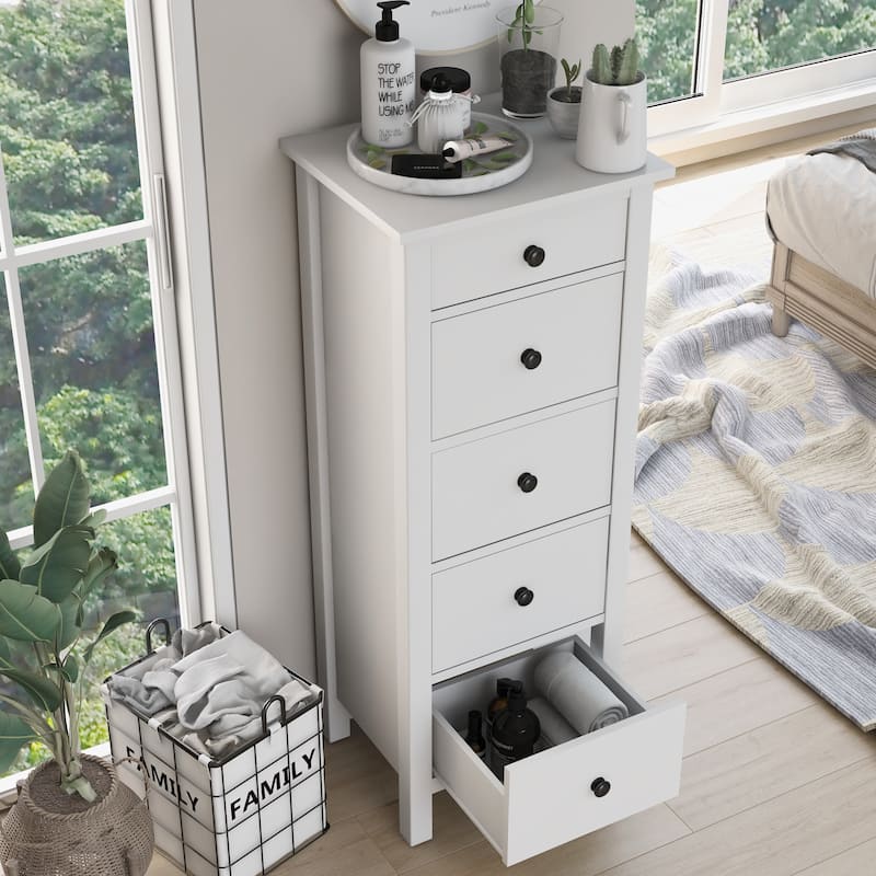 Wal Farmhouse Round Knobs 5-Drawer Storage Chest by Furniture of America