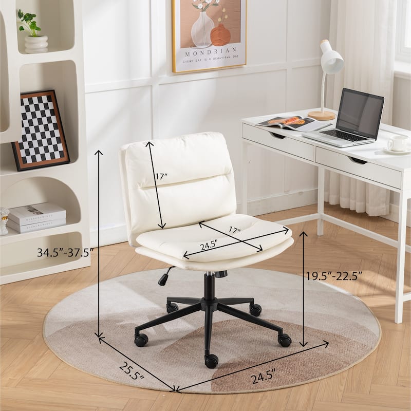 Roundhill Bizerte Adjustable Swivel Criss Cross Chair, Wide Seat Office Chair Vanity Chair