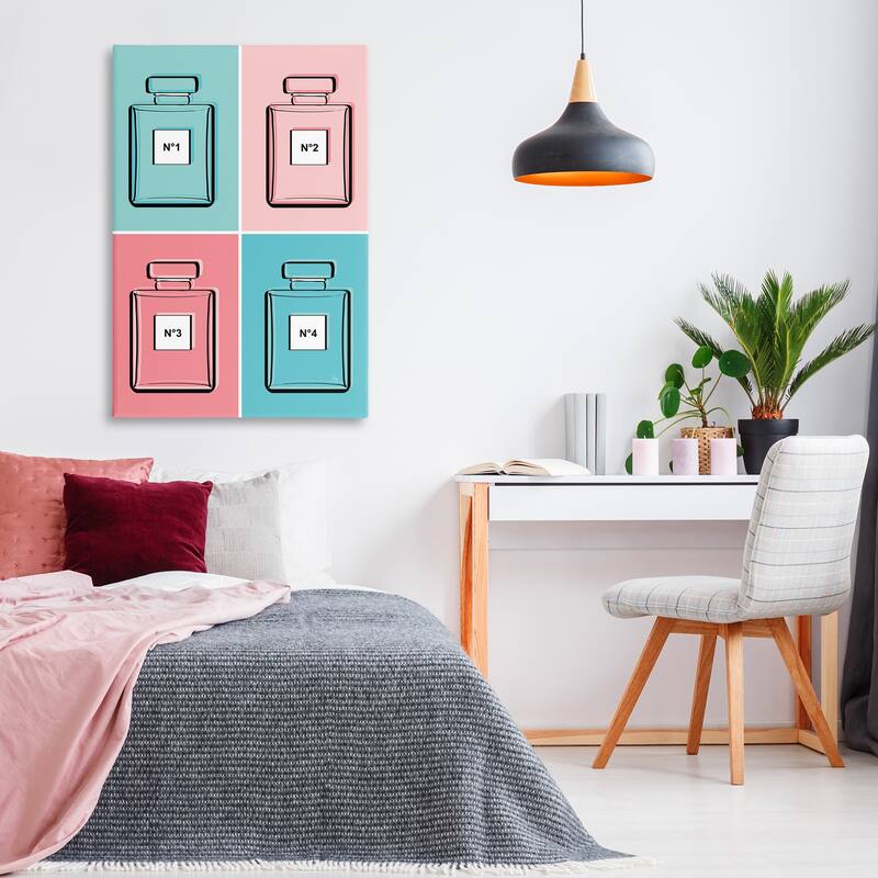 Stupell Pink & Blue Perfumes Canvas Wall Art Design By Martina Pavlova