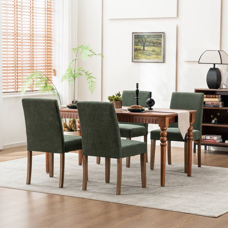 Upholstered Modern Dining Chairs, Linen Fabric Side Chairs Set of 2