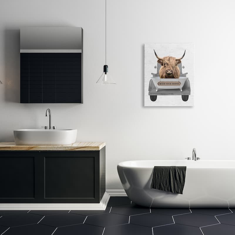 Stupell Wash Your Horns Cattle Canvas Wall Art Design by Lettered and Lined