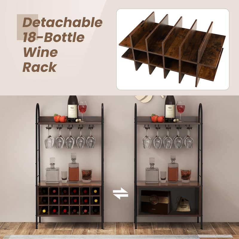 Costway Industrial Rack Freestanding Bottle Holder with Stemware - See Details