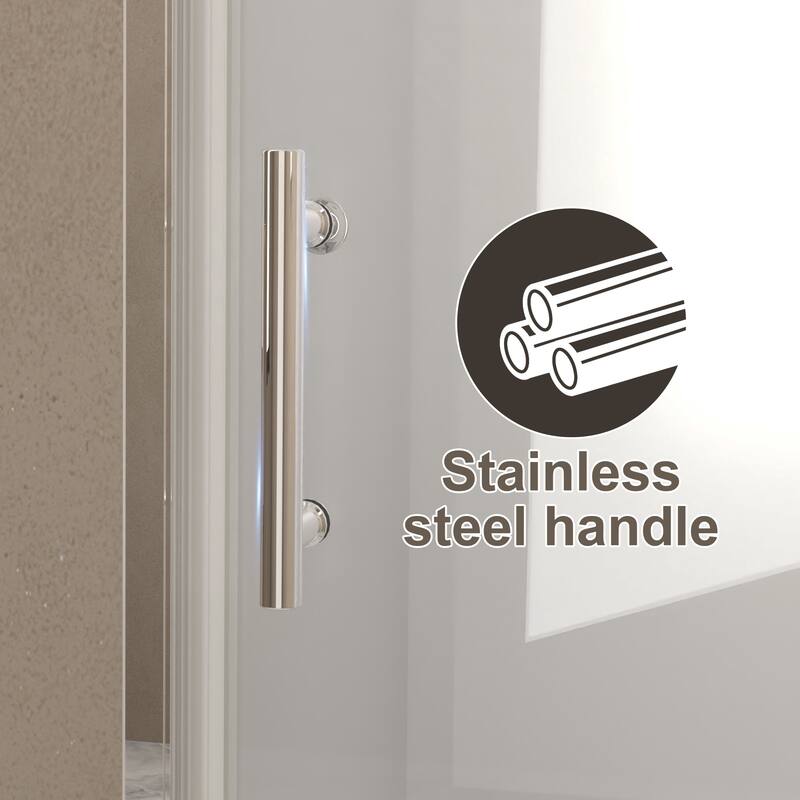 33-32"x 72" Pivot Shower Door, Aluminum Frame, Half Frame ,1/4"(6mm) Tempered Glass Explosion Proof Film