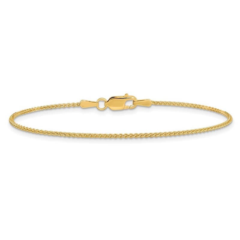 Curata 14k Yellow Gold Solid Polished 1.25mm Spiga Chain Bracelet Lobster Claw