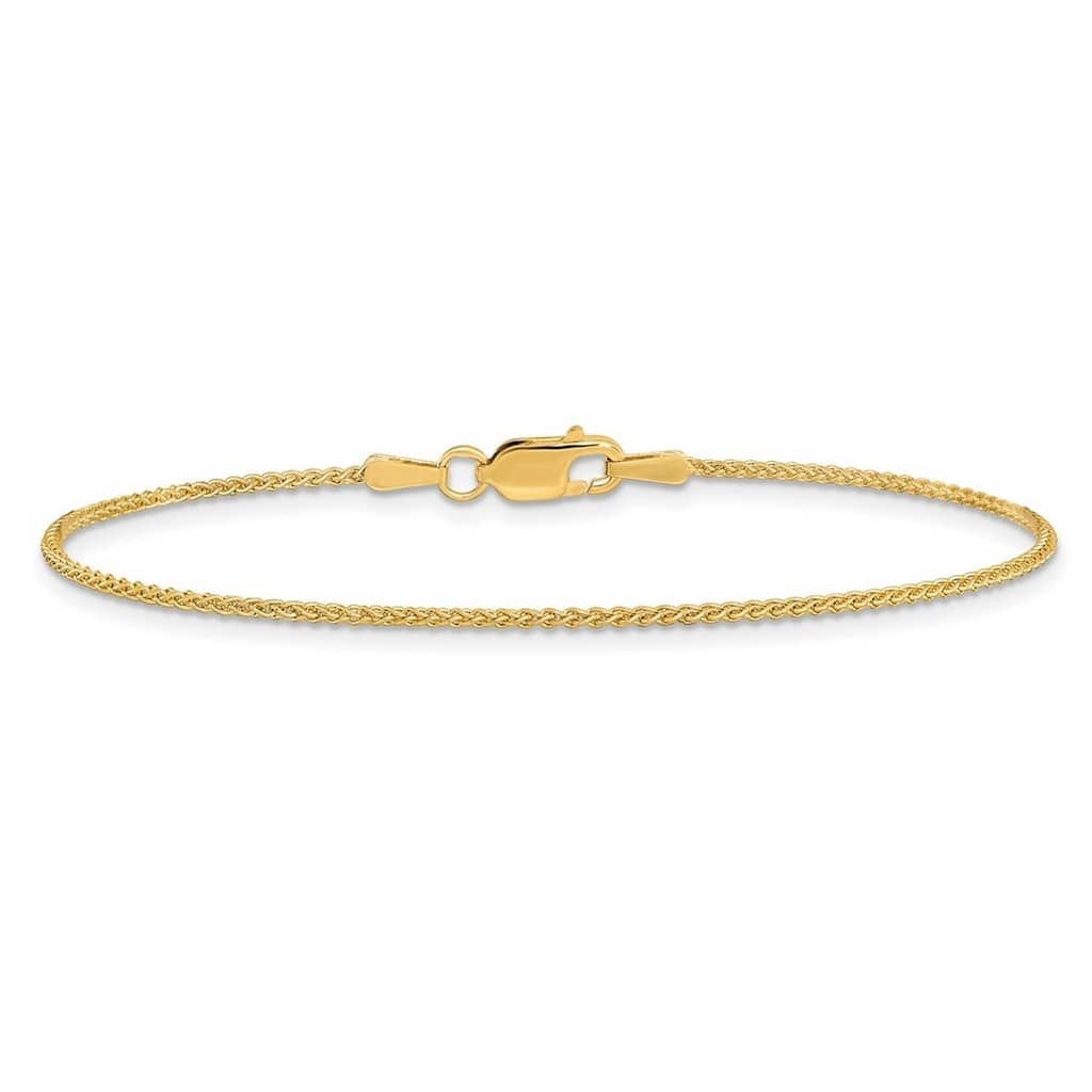 Curata 14k Yellow Gold Solid Polished 1.25mm Spiga Chain Bracelet Lobster Claw