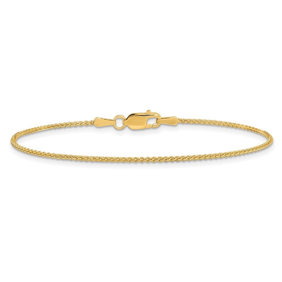 Curata 14k Yellow Gold Solid 7" 1.25mm Spiga Chain Bracelet