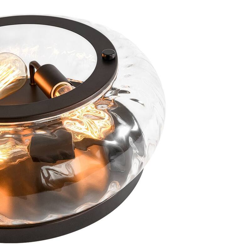 Oil Rubbed Bronze 3-Light Round Glass Flush Mount Ceiling Light