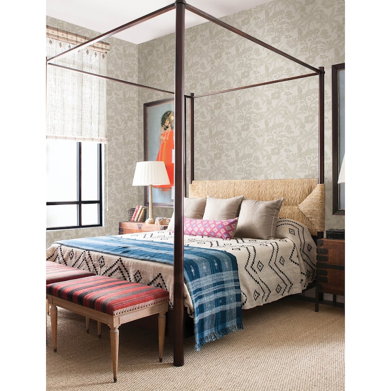 A-Street Prints Jacaranda Taupe Tropical Trail Wallpaper